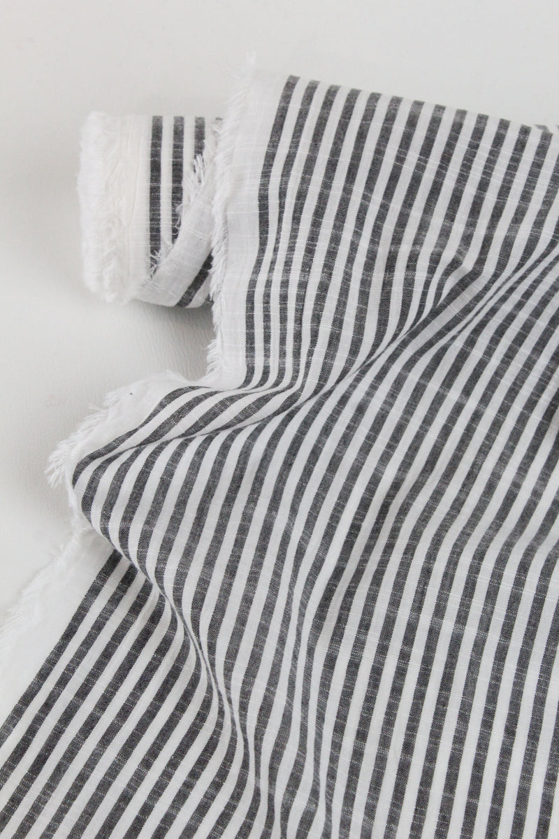 Wilbur Organic Cotton Stripe Graphite Drapers Fabrics