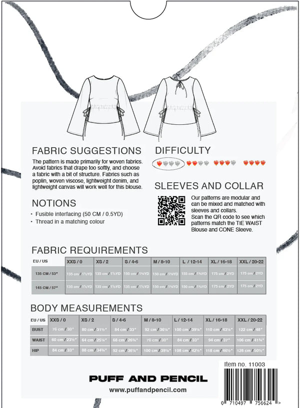 Tie Waist Blouse + Cone Sleeves Pattern - Puff & Pencil
