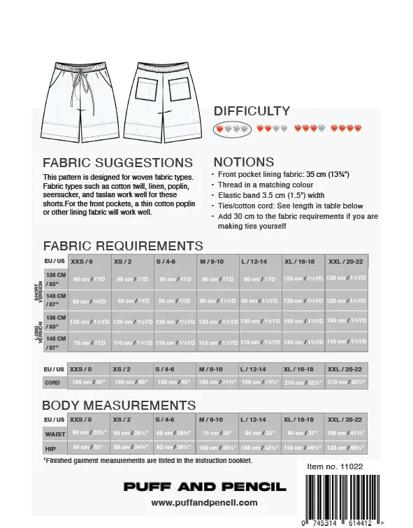 Breezy Shorts Pattern - Puff & Pencil