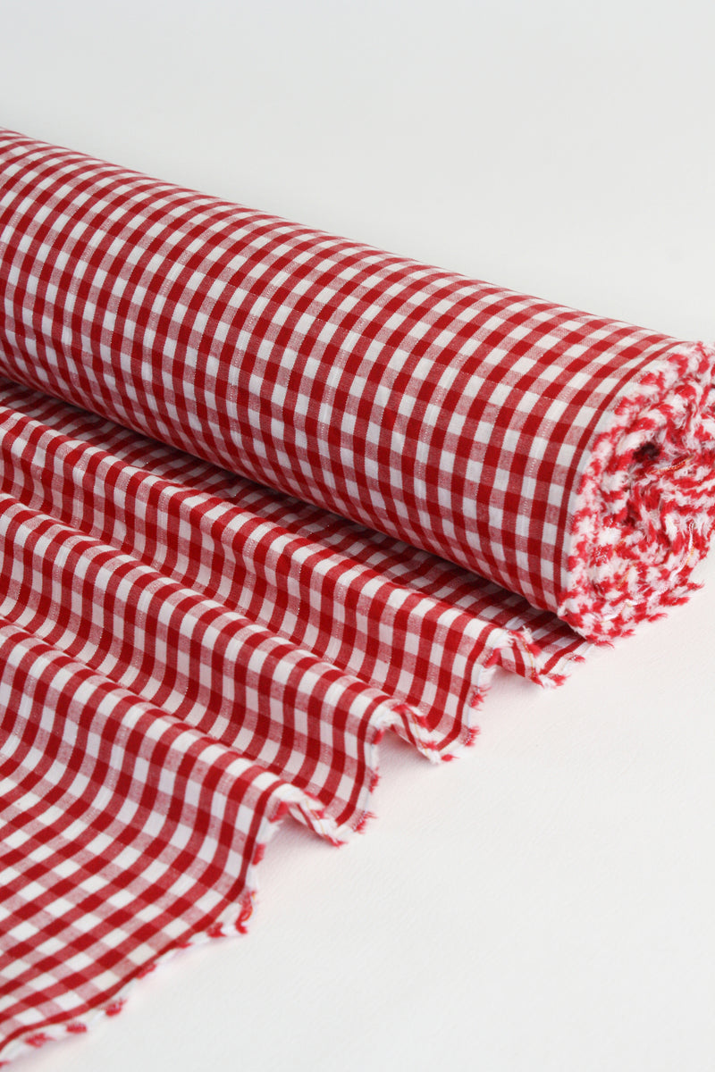 Tibby - Lurex Windowpane Linen | Ruby – Drapers Fabrics