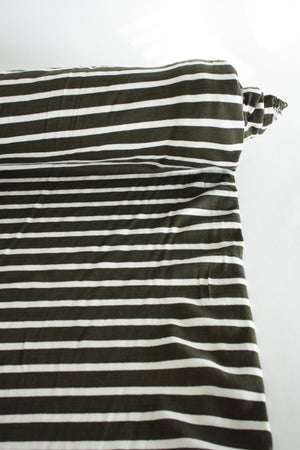 Ziggy - Striped Cotton Tshirting | Olive