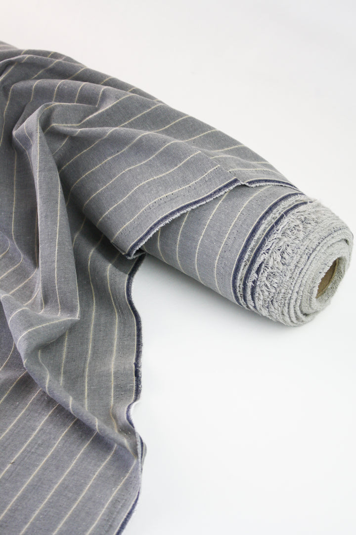 Turner - Embroidered Linen Stripe | Pebble