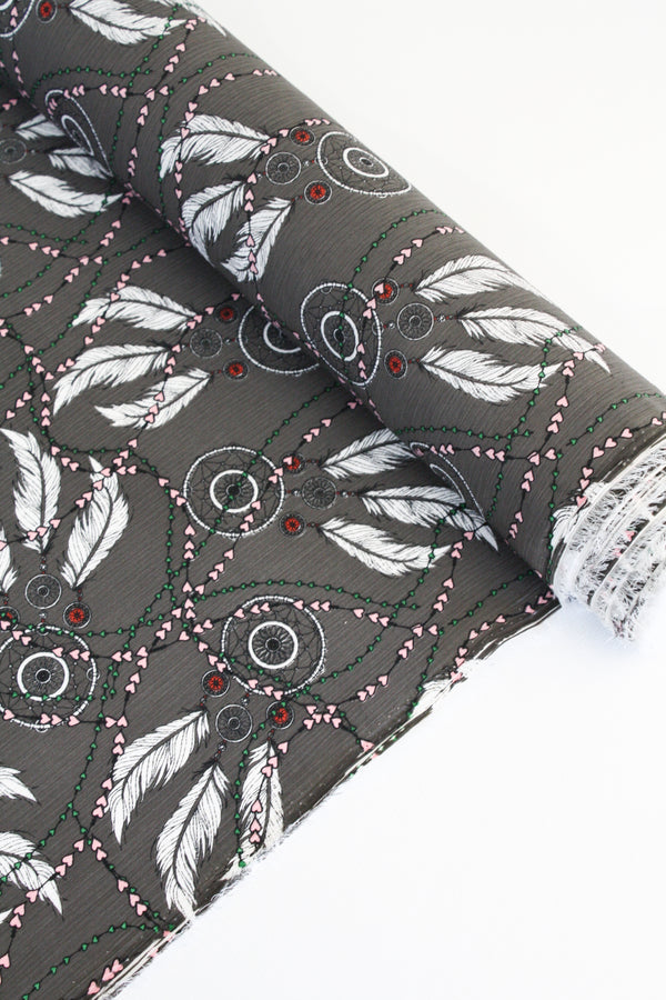Dream Catcher - Printed Yoryu Chiffon | Graphite