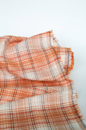 Lorelai - Yarn Dyed Plaid Linen Gauze | Mandarin (LAST CUT - 2.8M)