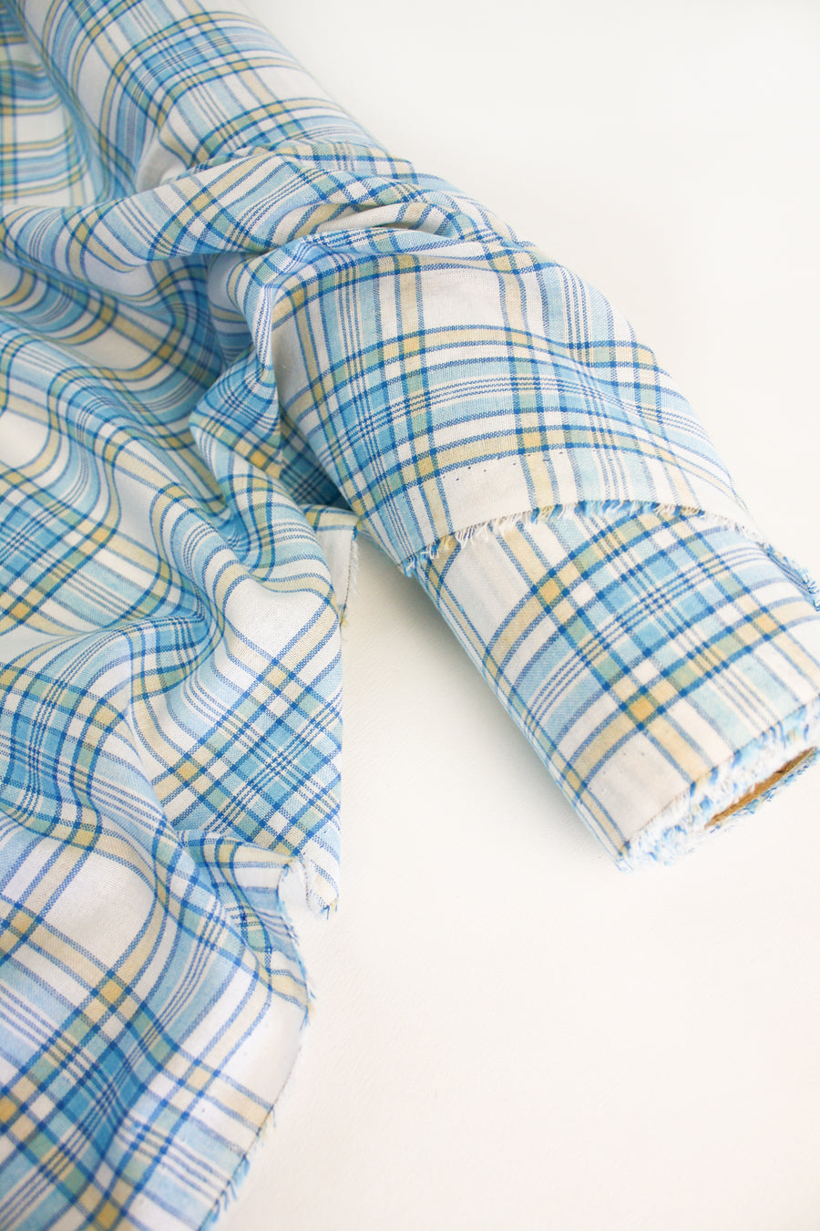 Eleanor - Yarn Dyed Linen Check | Aquamarine