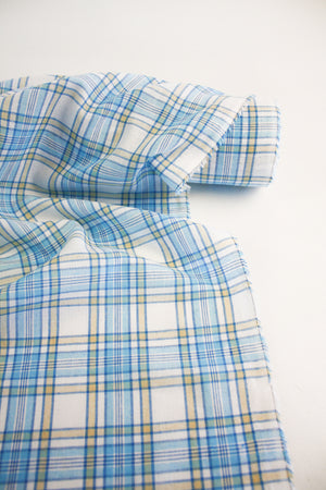 Eleanor - Yarn Dyed Linen Check | Aquamarine