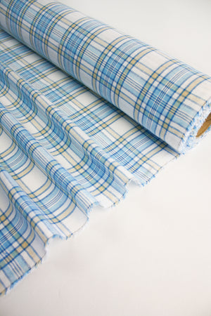 Eleanor - Yarn Dyed Linen Check | Aquamarine