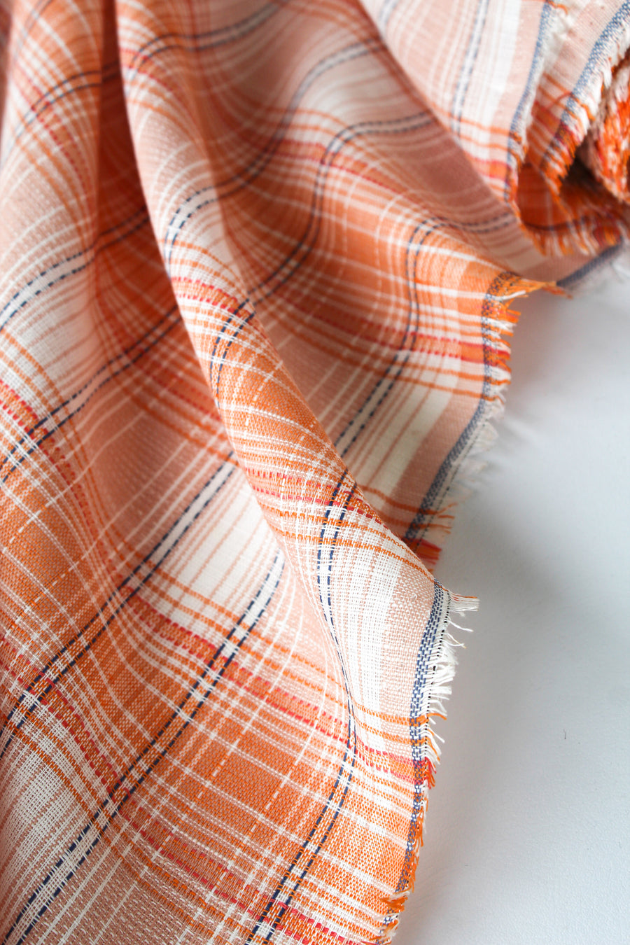 Lorelai - Yarn Dyed Plaid Linen Gauze | Mandarin (LAST CUT - 2.8M)