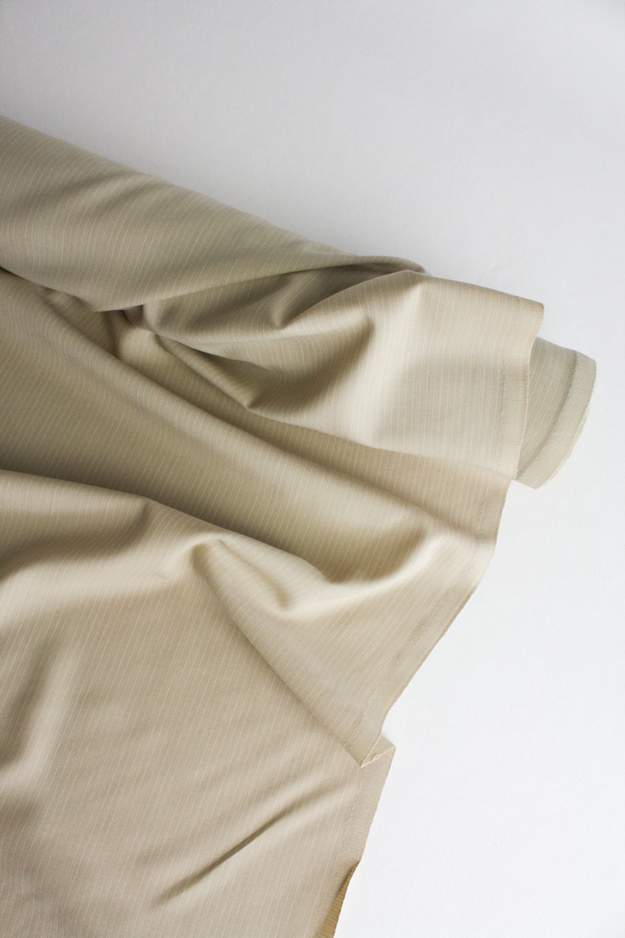 Elizabeth - Pinstripe Wool Suiting | Flax Remnant (1.8M)
