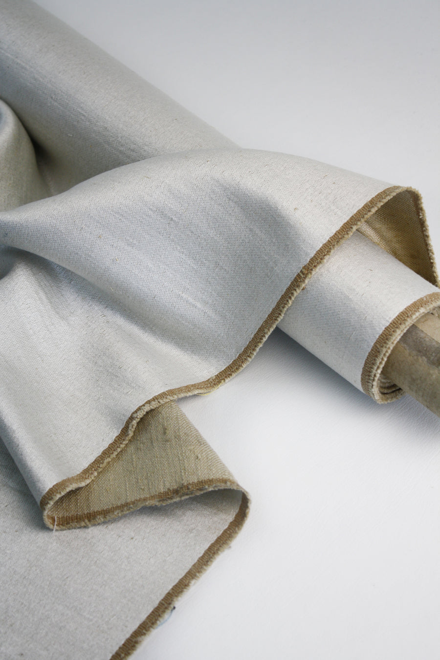 Ex-Designer Italian Silk Linen Sateen | Silver