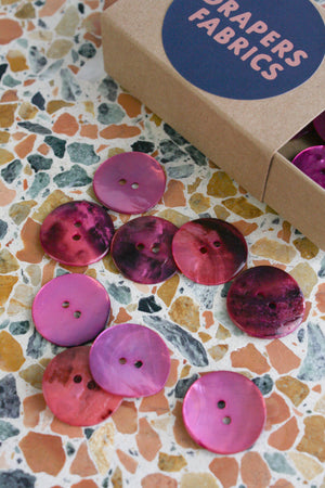 Dyed Agoya Shell Buttons | Fuchsia 25MM