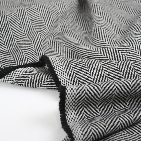 Raphael - Herringbone Wool Coating | Monochrome (LAST CUT - 2M)