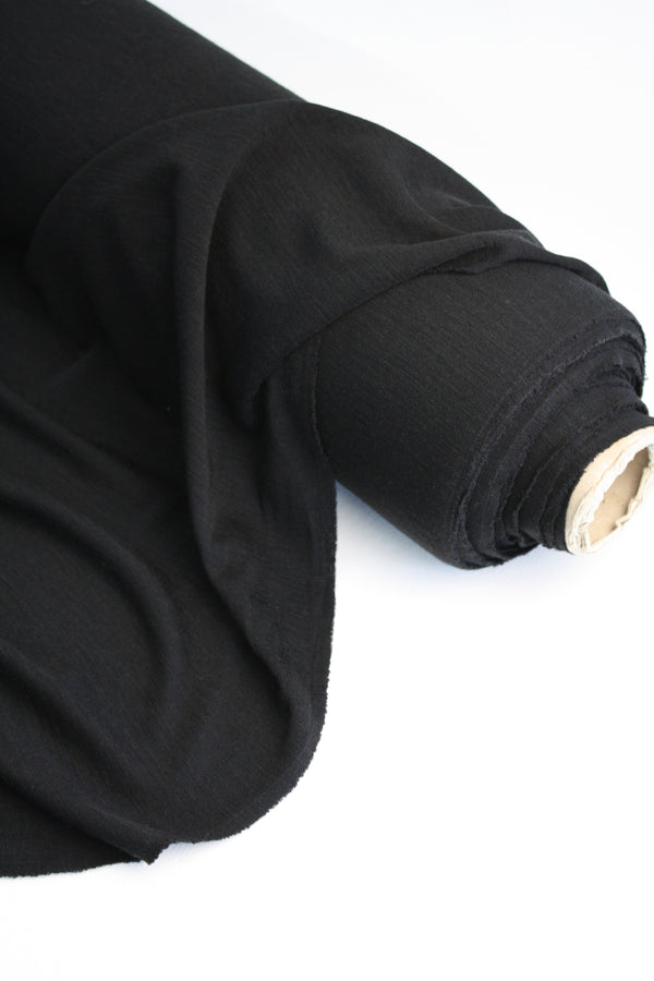 Australian Merino - Single Rib Fine Jersey | Black