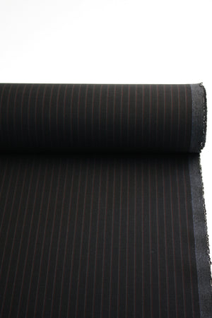 European Pinstripe Virgin Wool Suiting | Charcoal