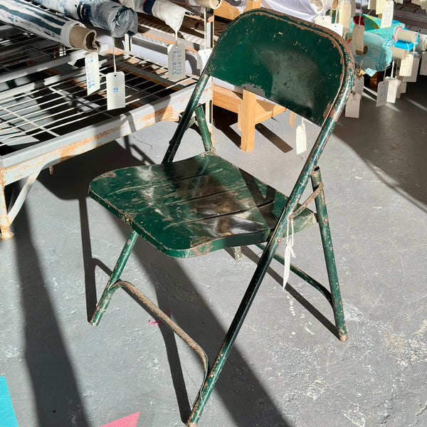 1950s Industrial Metal Folded Chair- Rolex Green