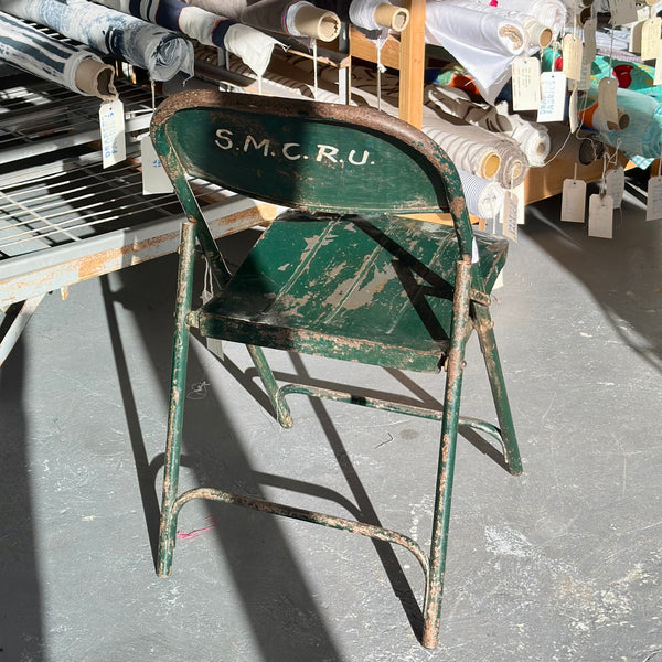1950s Industrial Metal Folded Chair- Rolex Green