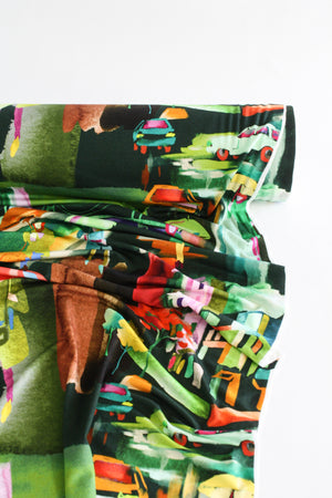 Voir - Printed Viscose Knit | Viridian