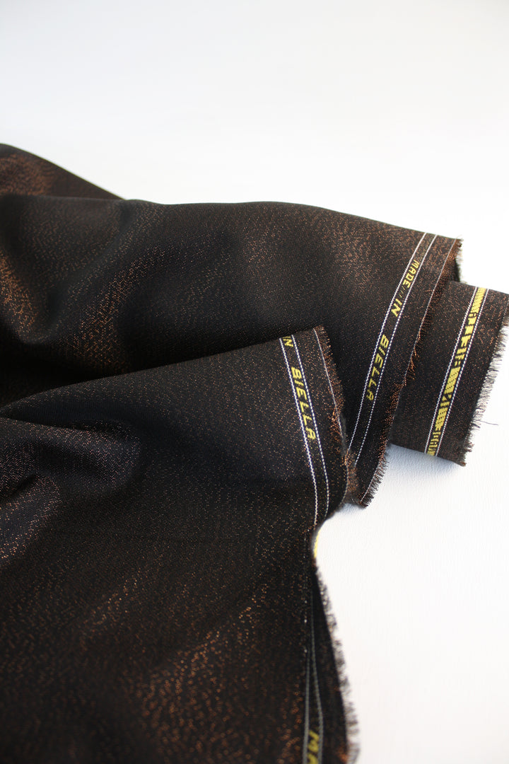 Italian Herringbone Lurex Wool | Bronze