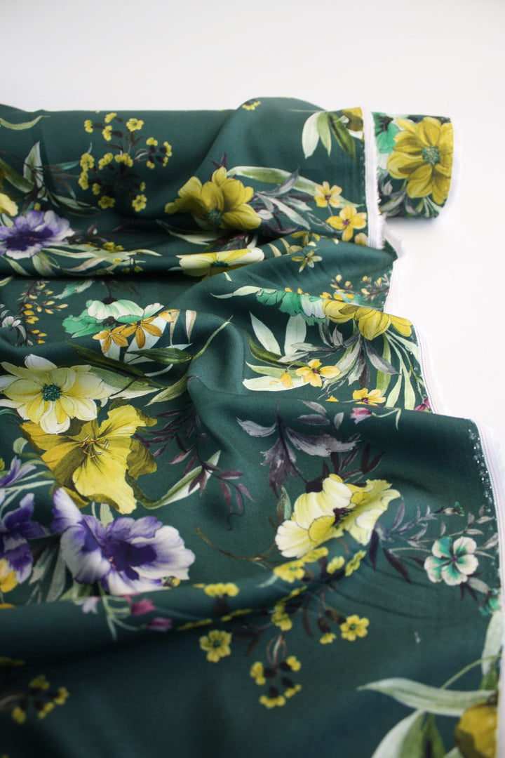 Florence - Italian Printed Viscose | Forest Green
