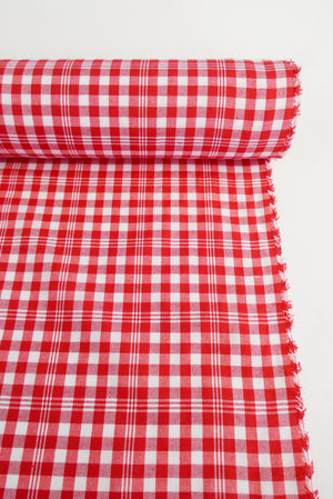 Dolly - Yarn Dyed Linen Check | Crimson