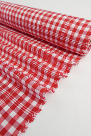 Dolly - Yarn Dyed Linen Check | Crimson