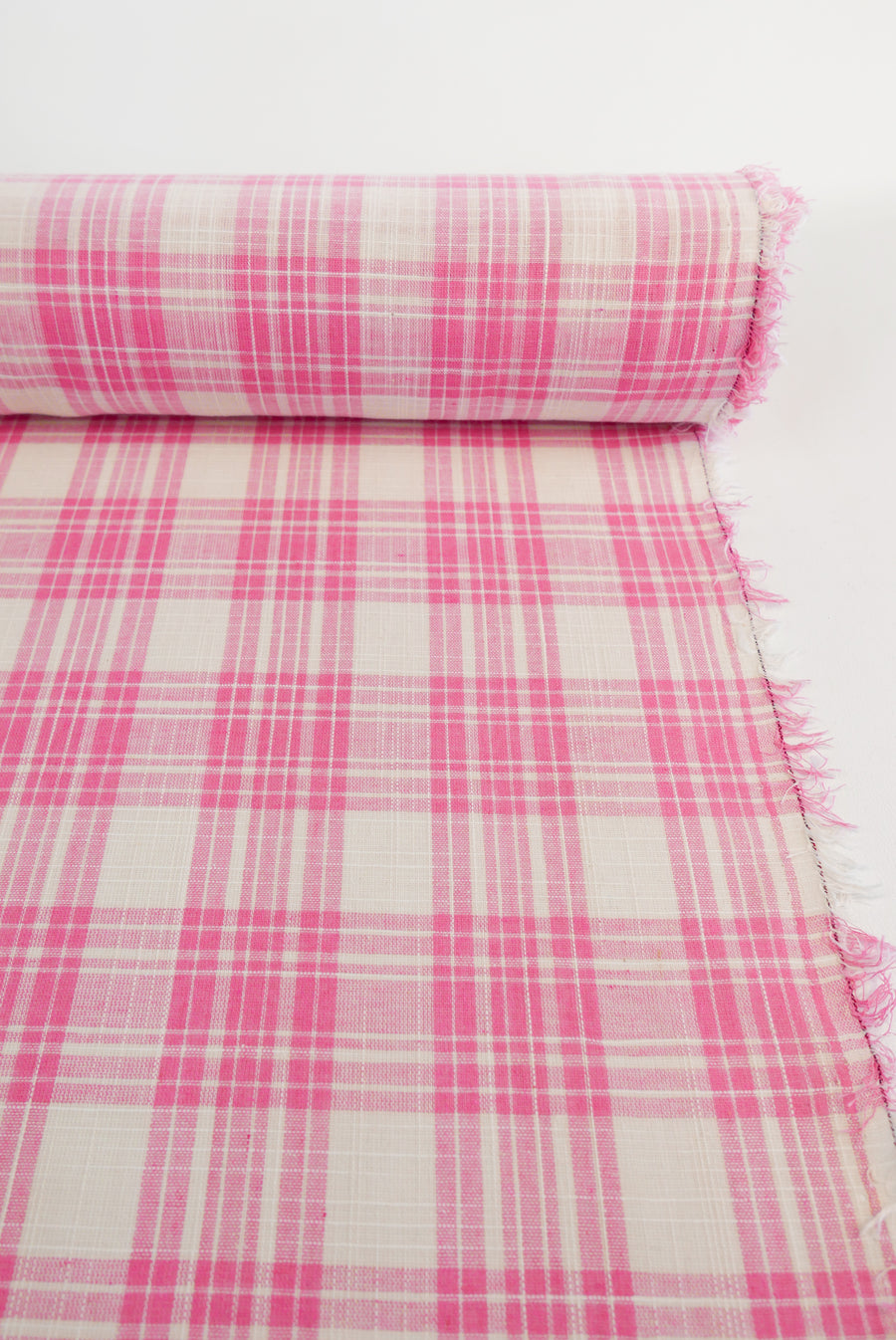 Lucy - Yarn Dyed Linen Check | Barbie Pink