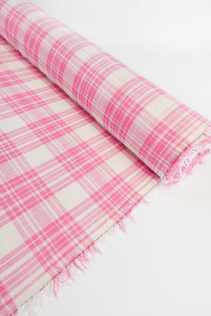 Lucy - Yarn Dyed Linen Check | Barbie Pink