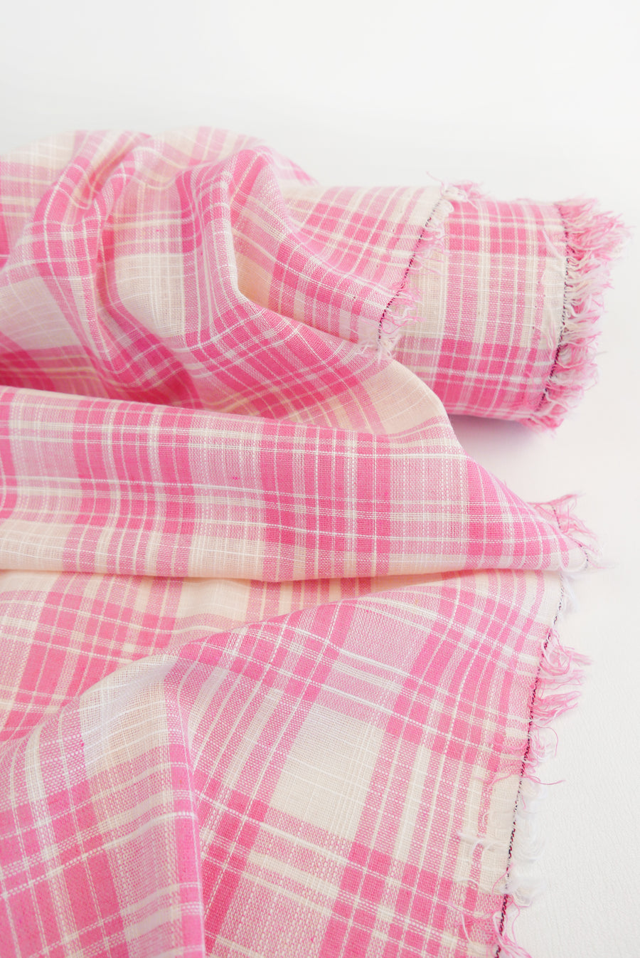 Lucy - Yarn Dyed Linen Check | Barbie Pink