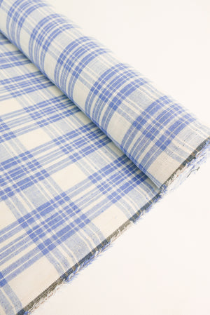 Lucy - Yarn Dyed Linen Check | Pacific Blue