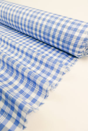 Dolly - Yarn Dyed Linen Check | Cornflower