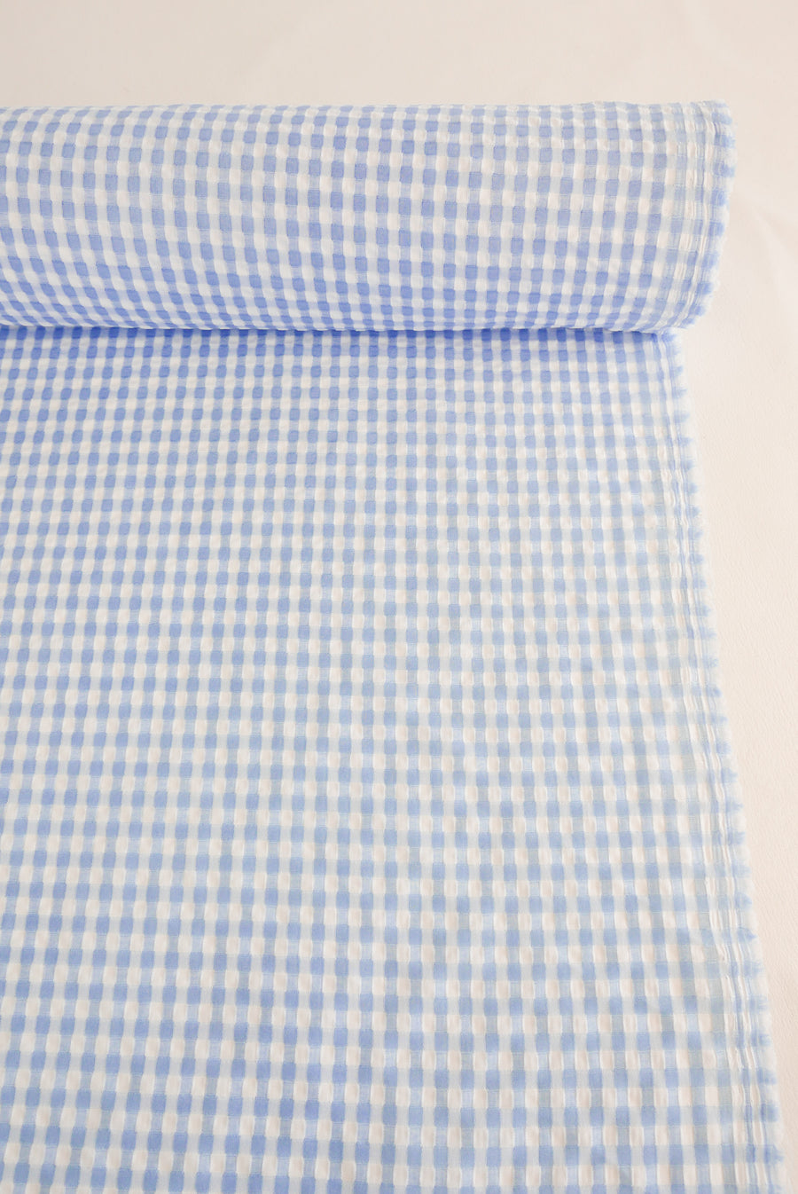 Bardot - Seersucker Rayon Check | Baby Blue