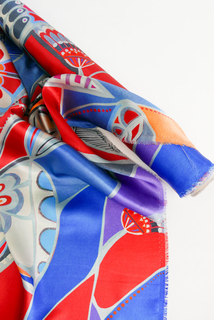 Italian Printed Silk Satin | Colourblock