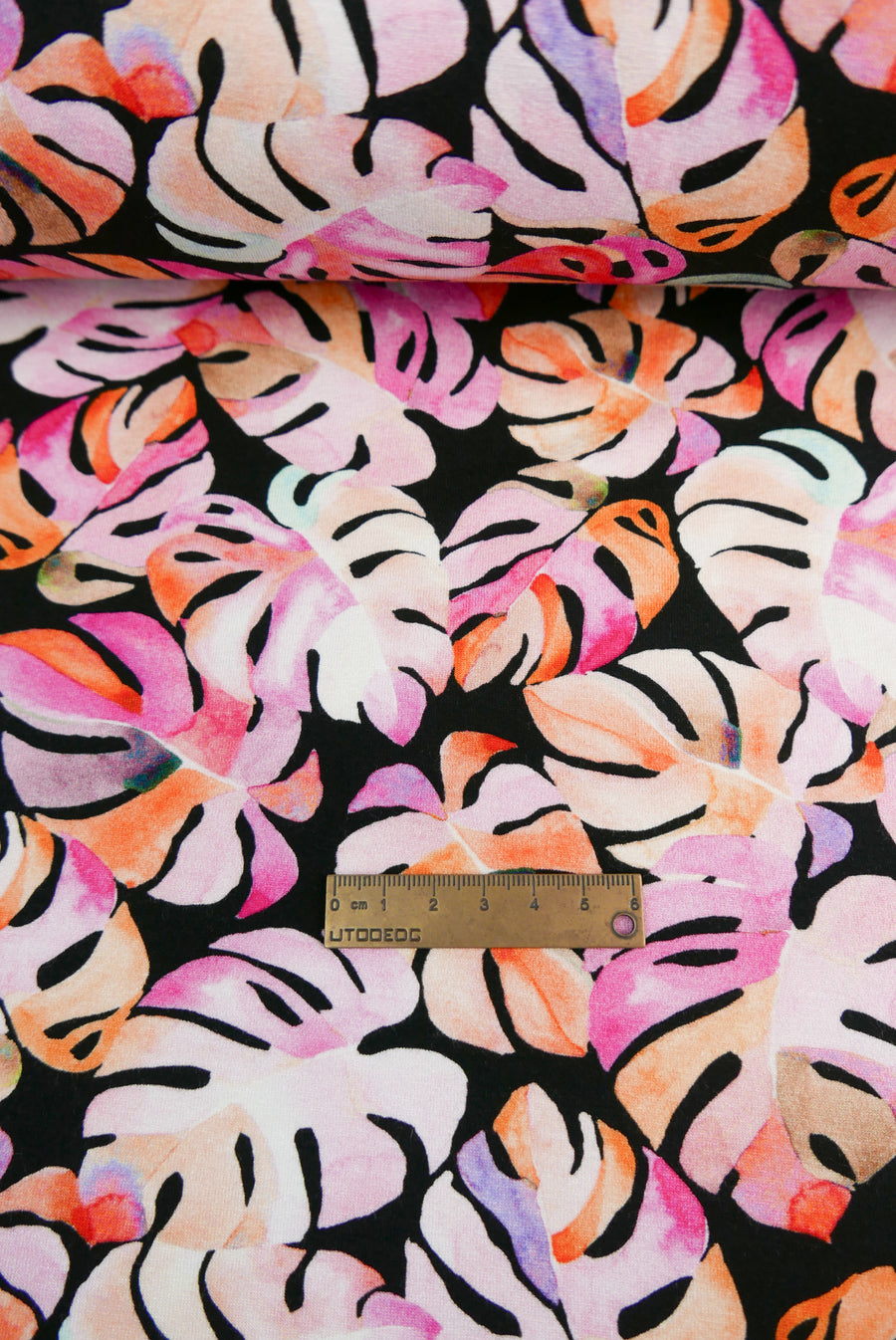 Barbados - Printed Viscose Knit | Pink Monstera (LAST CUT - 2.8M)