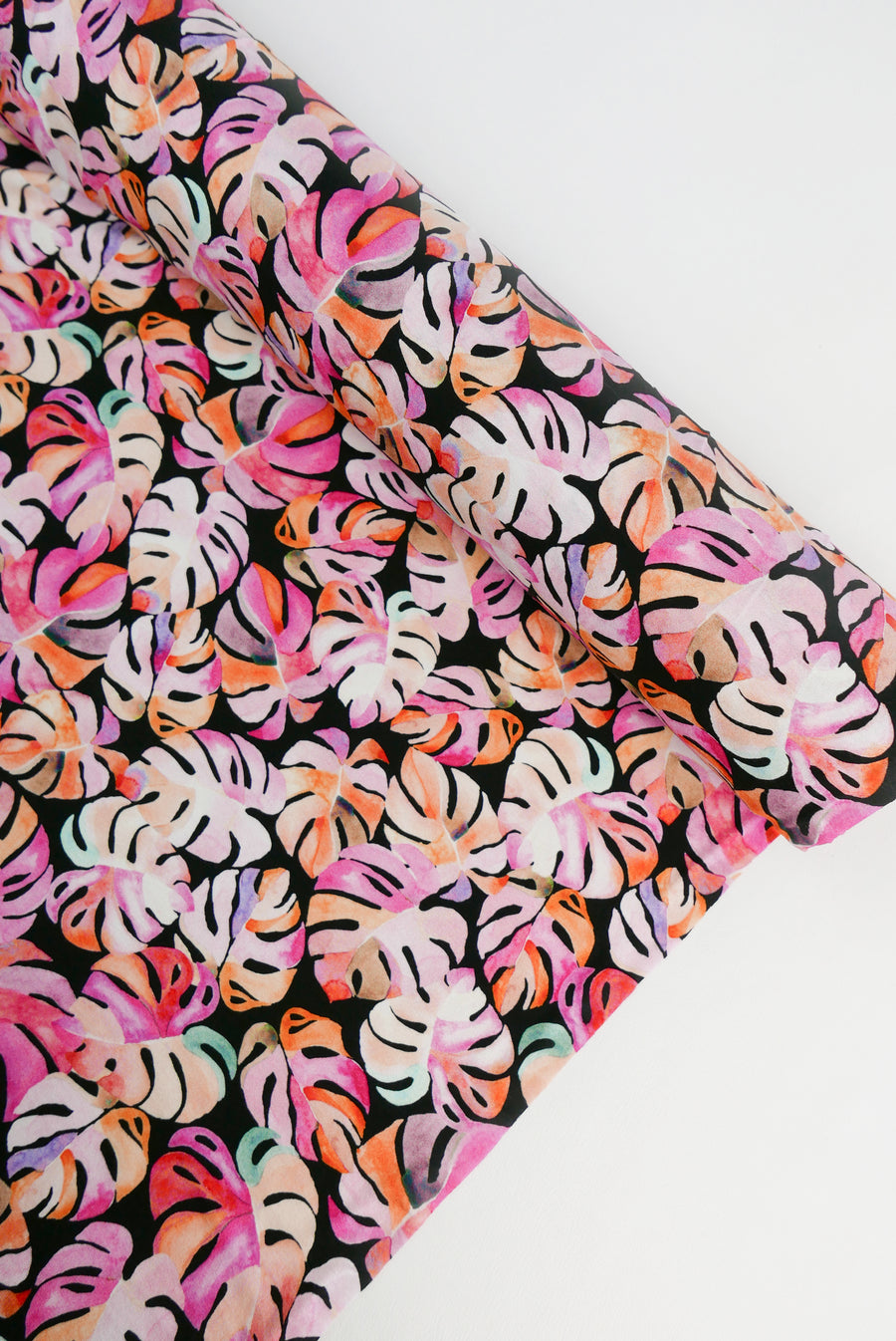 Barbados - Printed Viscose Knit | Pink Monstera