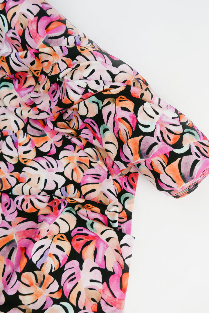 Barbados - Printed Viscose Knit | Pink Monstera