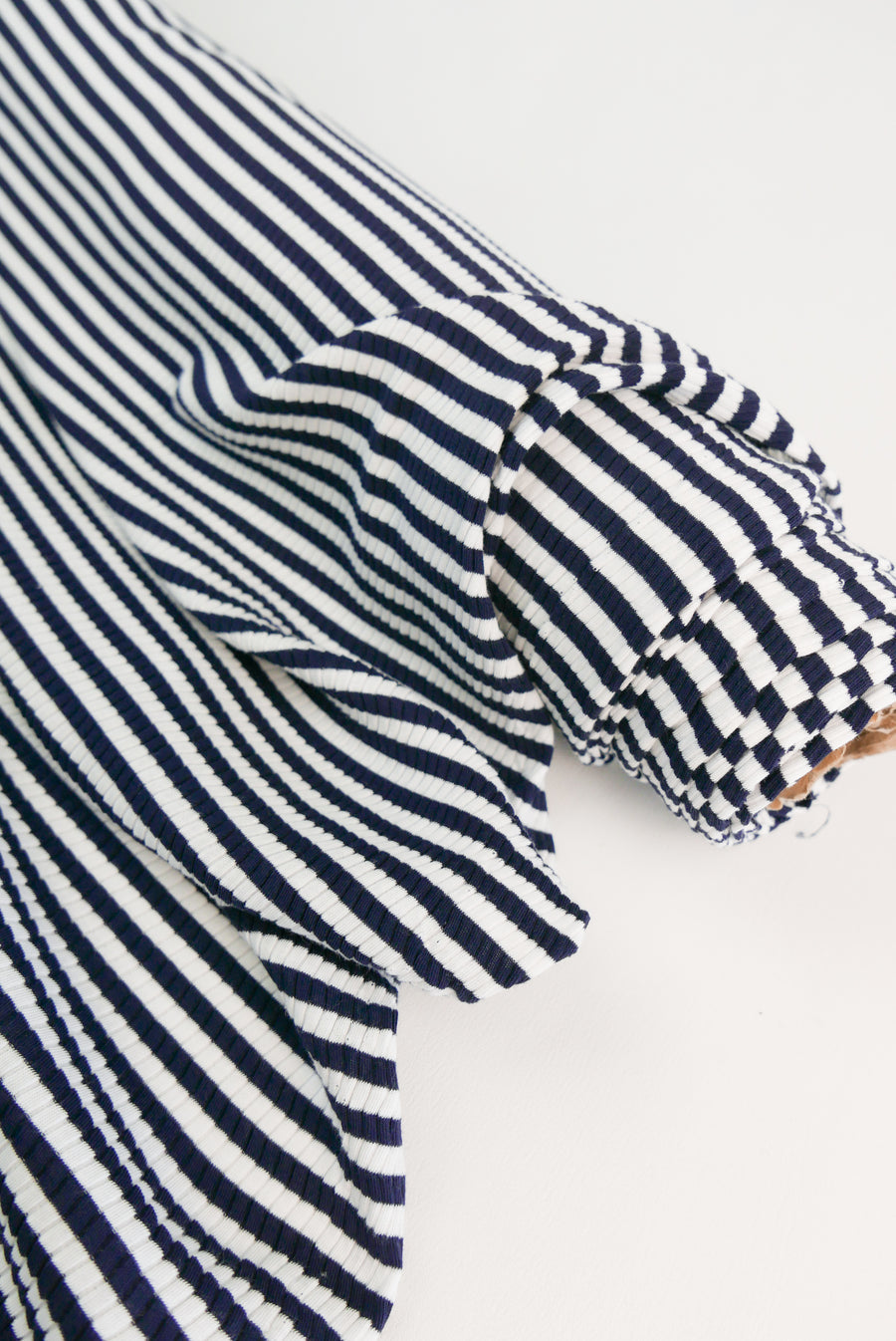 Stripe Lightning Jacquard - Cotton Knit | Navy Stripe Remnant (1.5M)