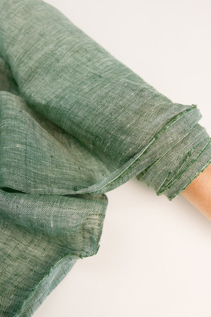 Isabella - Basket Weave Linen | Basil