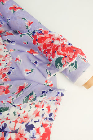 Ex-Designer Silk Chiffon | Lilac Bouquet (LAST CUT - 1.5M)