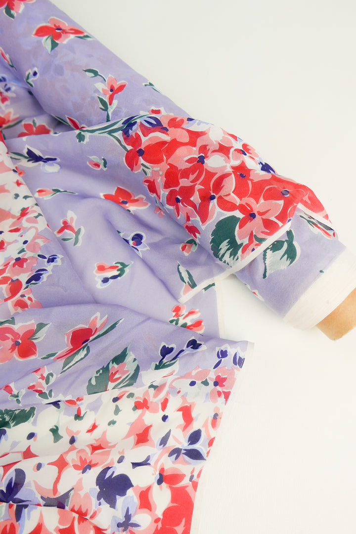 Ex-Designer Silk Chiffon | Lilac Bouquet (LAST CUT - 1.5M)