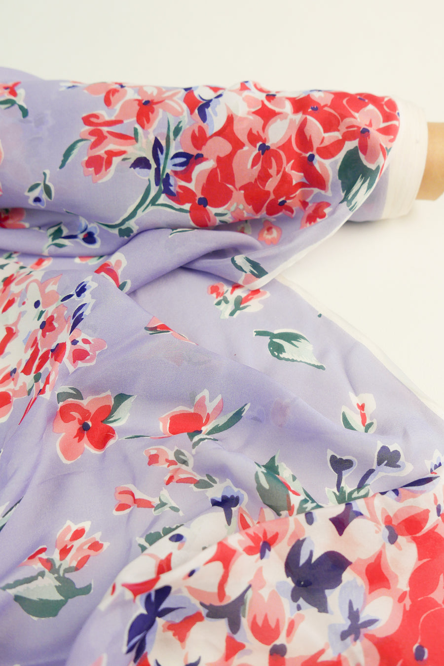 Ex-Designer Silk Chiffon | Lilac Bouquet (LAST CUT - 1.5M)