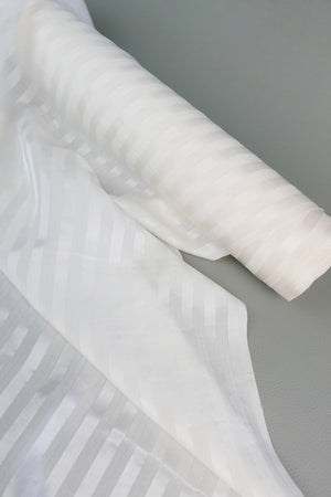 Ex-Designer Silk Self-Stripe | White Lurex