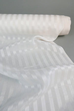 Ex-Designer Silk Self-Stripe | Off-White Lurex (LAST CUT - 2.2M)