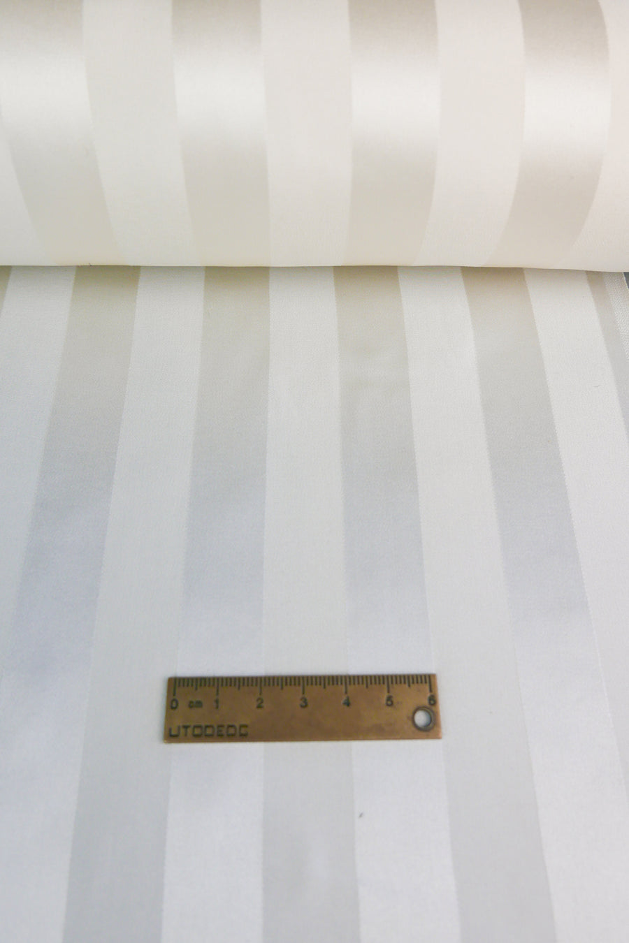 Ex-Designer Silk Satin Self-Stripe | Off-White