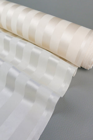 Ex-Designer Silk Satin Self-Stripe | Off-White (LAST CUT - 1M)