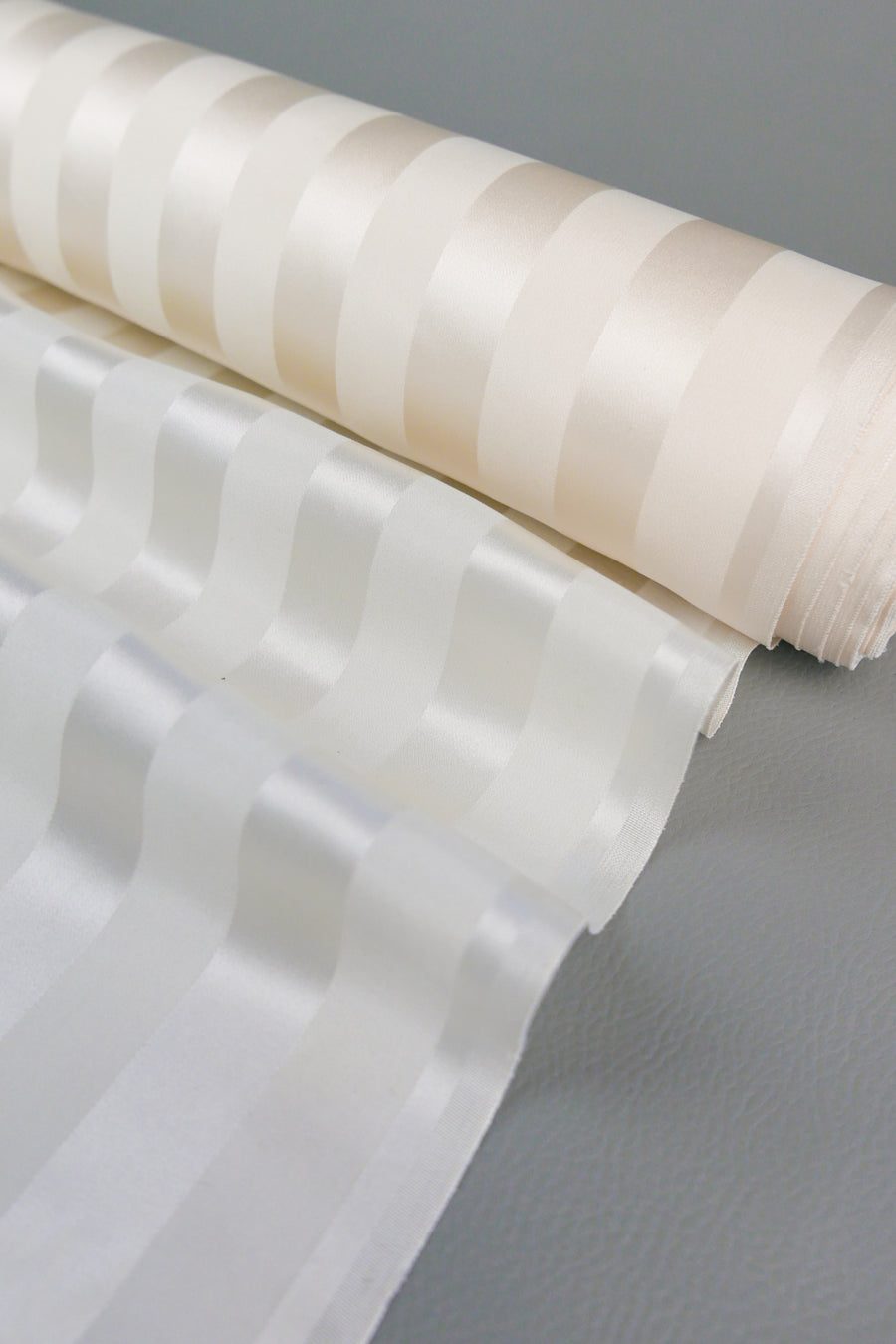 Ex-Designer Silk Satin Self-Stripe | Off-White (LAST CUT - 1M)