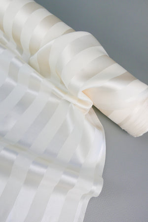 Ex-Designer Silk Satin Self-Stripe | Off-White (LAST CUT - 1M)