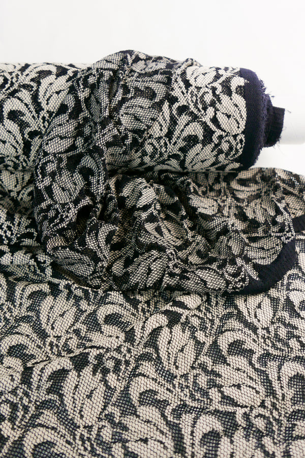 Moira - Flocked Stretch Lace | Parchment
