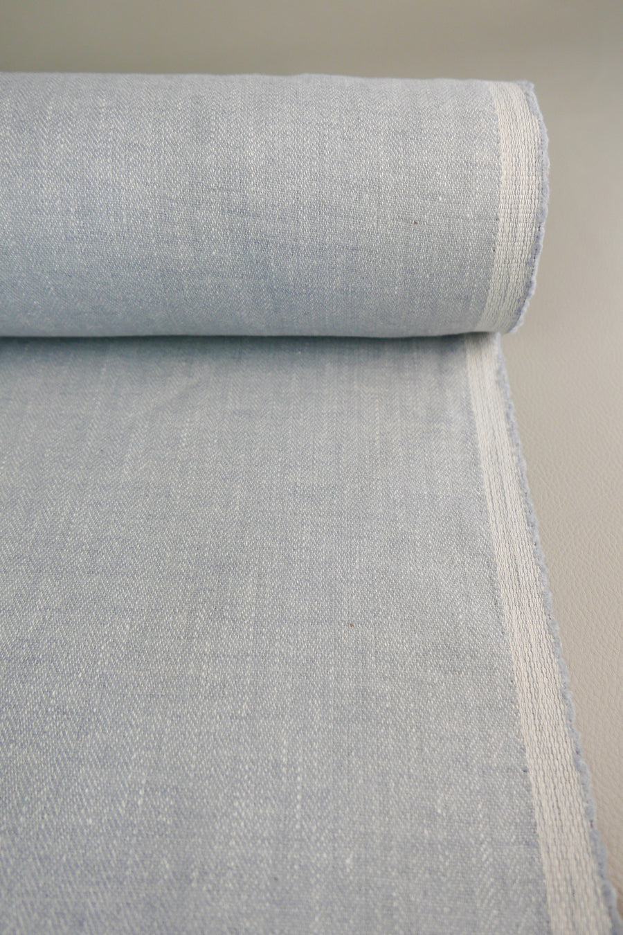 Zachary - Wool Linen Chevron | Duck Egg Blue