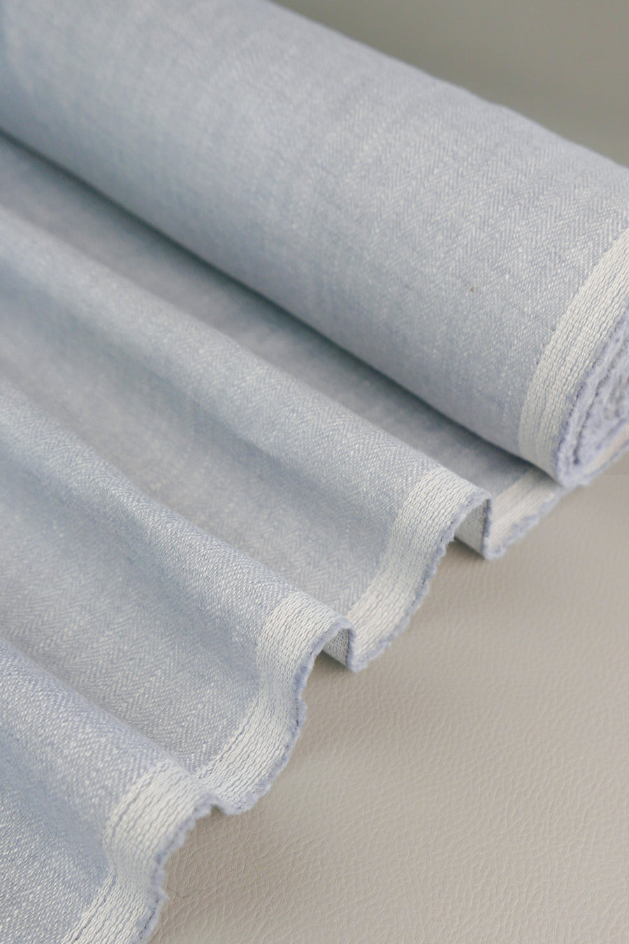 Zachary - Wool Linen Chevron | Duck Egg Blue