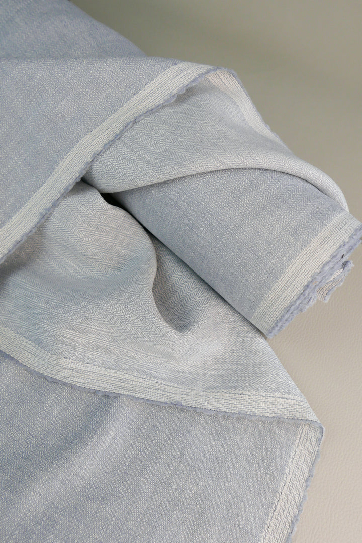 Zachary - Wool Linen Chevron | Duck Egg Blue